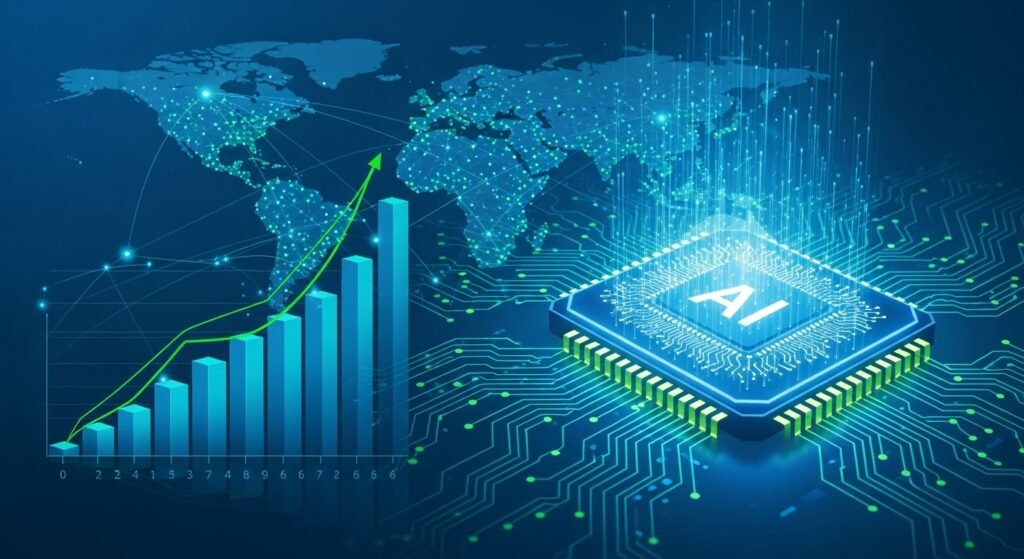 Image providing the visual illustration of graphs and A.I  chips 